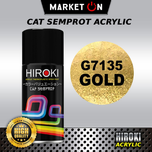 Hiroki Acrylic - G7135 Gold I Cat Semprot Akrilik 300CC 300ML I Cat Warna Gold Cerah I Cat Standard 