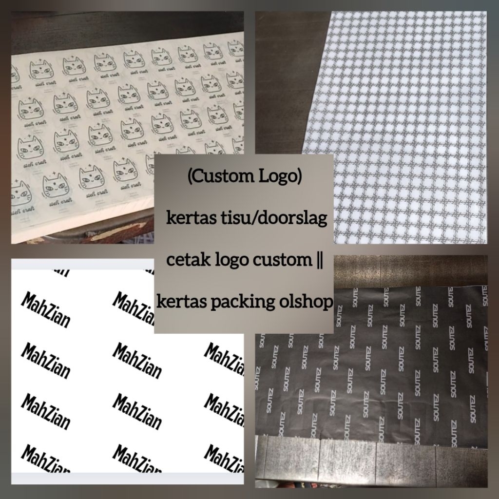 (Custom Logo) kertas tisu/doorslag cetak logo custom || kertas packing olshop