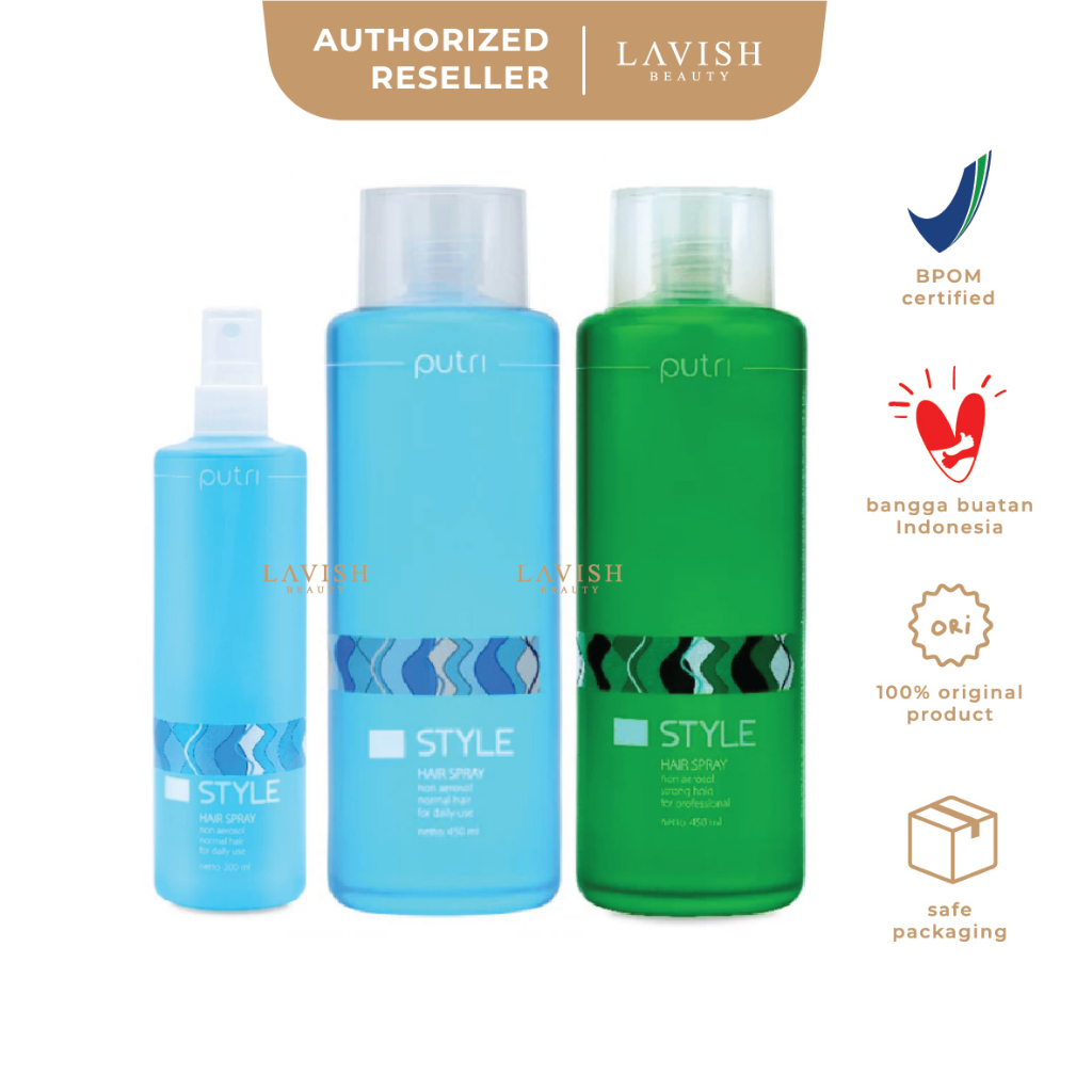 PUTRI Hair Spray Non Aerosol | Styling Rambut Natural & Tahan Lama | Styling Rambut Mudah| Hair Spra