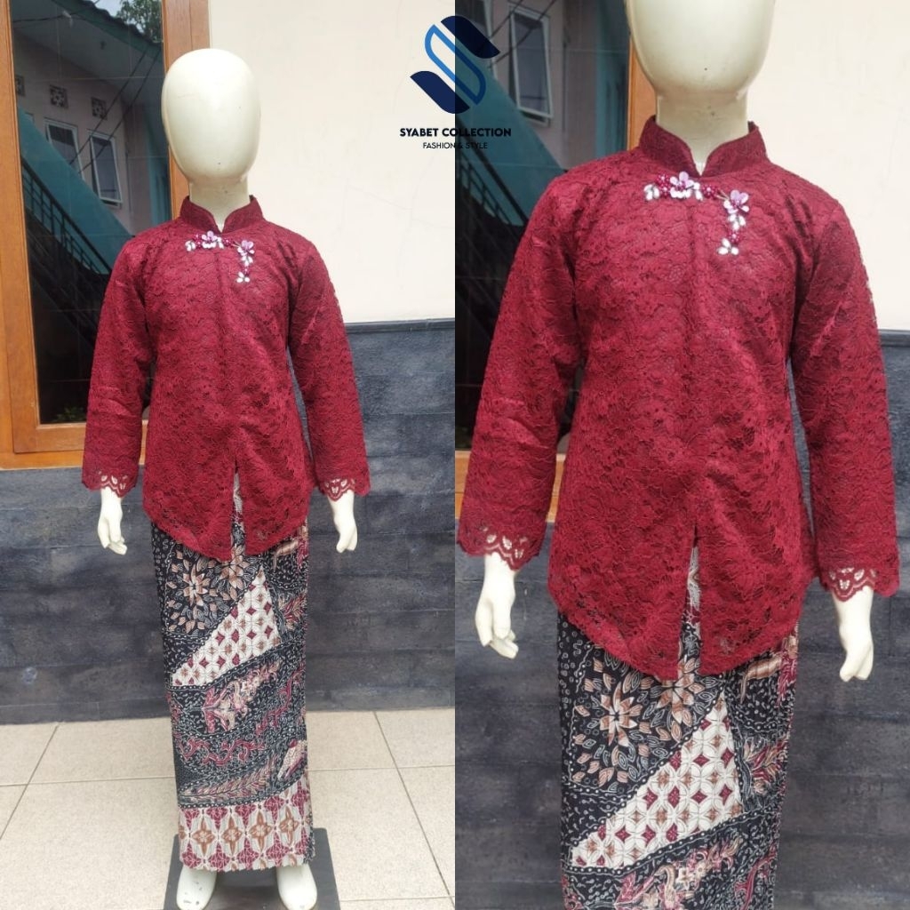SC>>Setelan Kebaya Brukat Anak Perempuan model Janggan / Kebaya janggan  Anak Usia 4-12 Tahun / baju