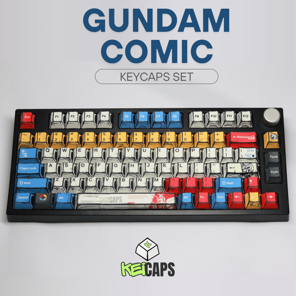 Gundam Komik Keycaps PBT Cherry Profile untuk Mechanical Keyboard