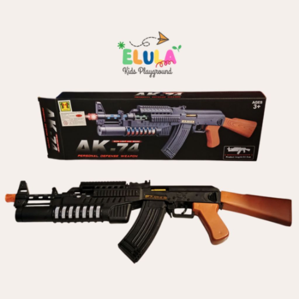 Mainan Anak Tembakan Pistol AK47 Lampu Suara / AK74 Shoot Game Gun Baterai Light Sound