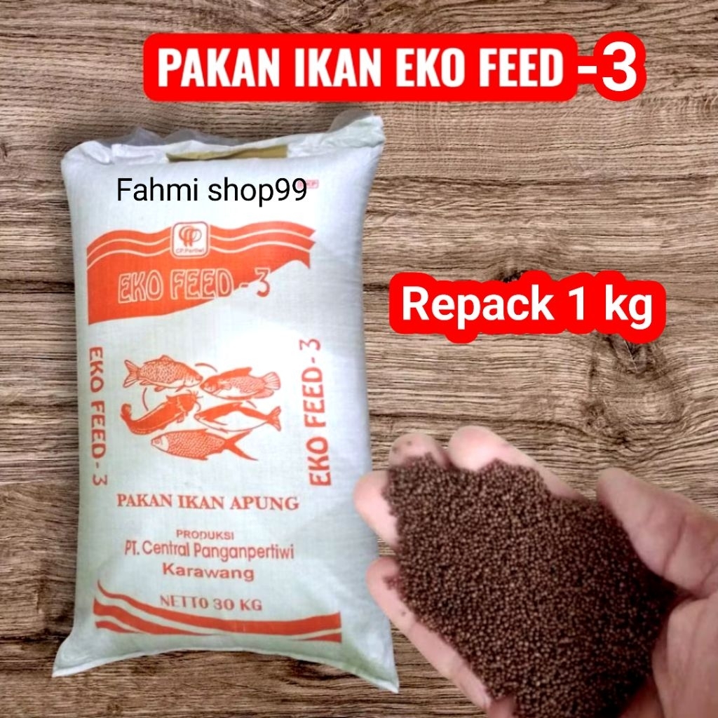 Pelet Eko Feed -3 Pakan Apung, Pur Ikan Lele & Nila Repack 1kg