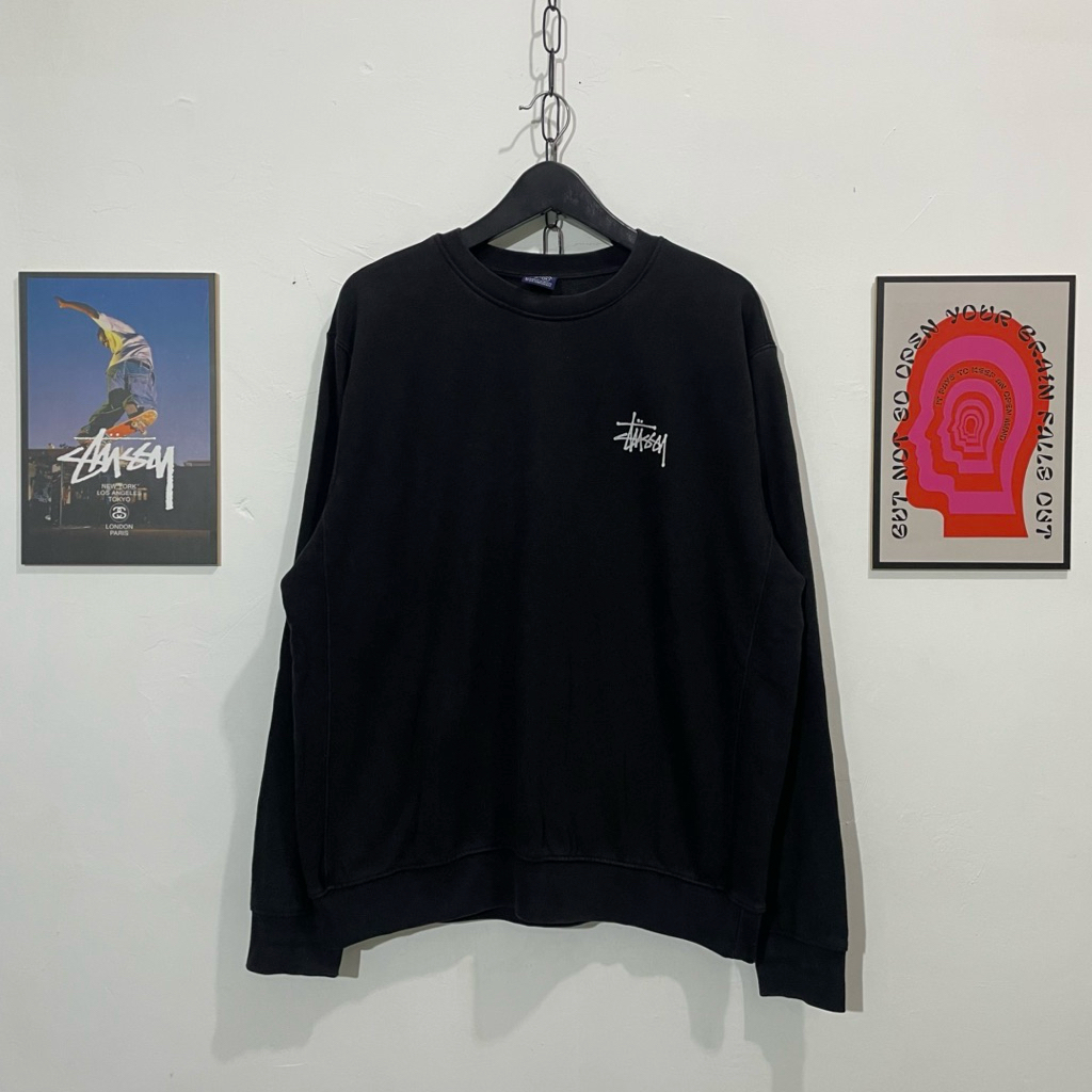 crewneck stussy big logo vintage