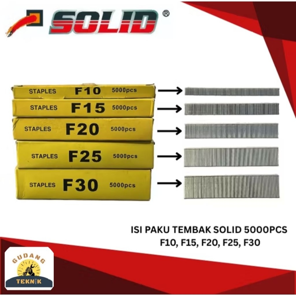 Solid Isi Steples Paku Tembak F30 Lurus / Refill Air Nailer 30MM F 30