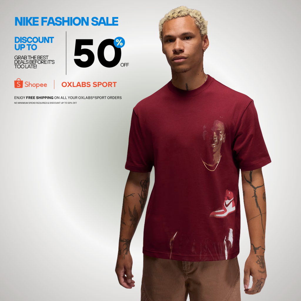 Kaos Nike Original Pria Jordan Men's Crew Neck T-Shirt - Team Red HQ2666