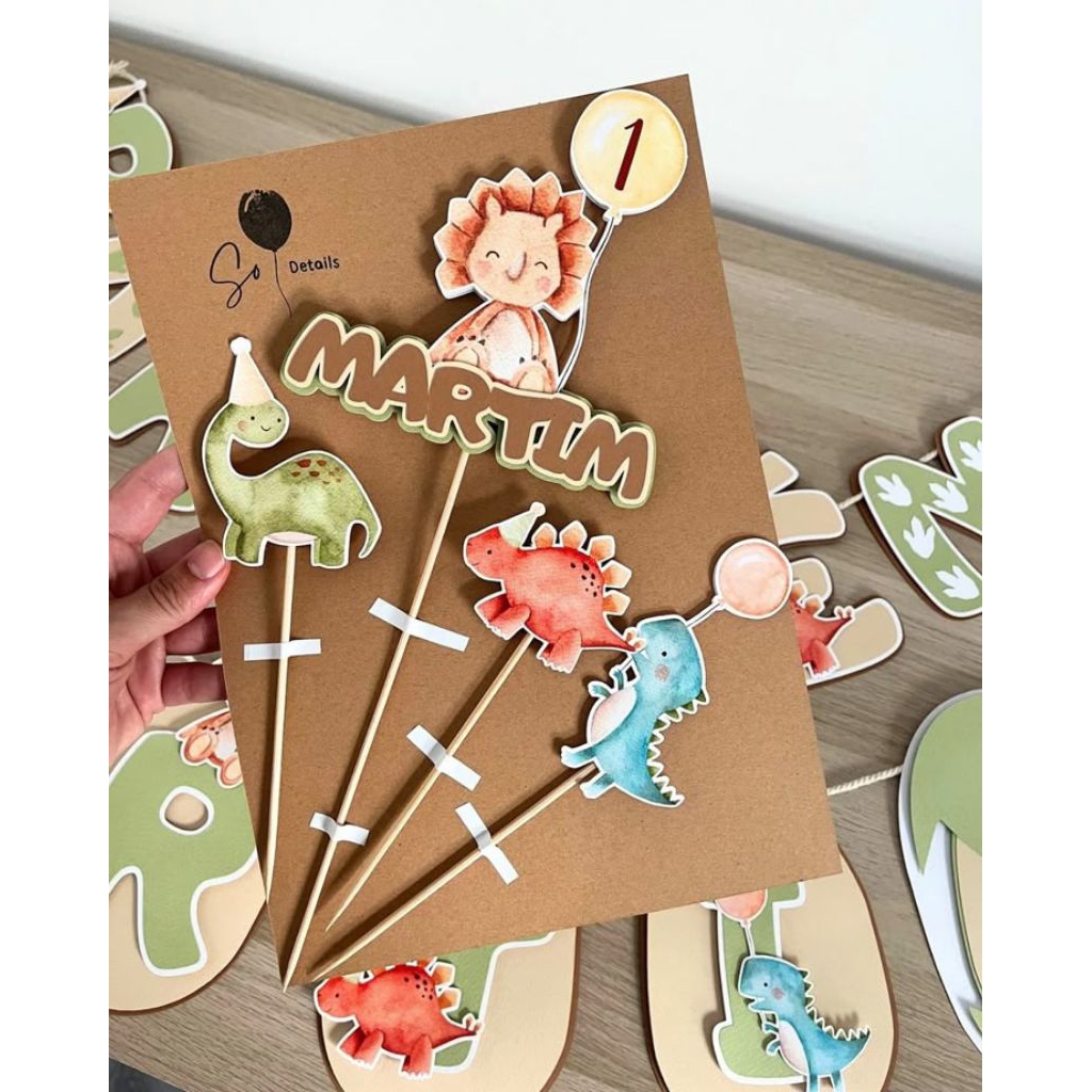 1 set cake toppers dino / cake toppers dino ultah / cake toppers dino custom