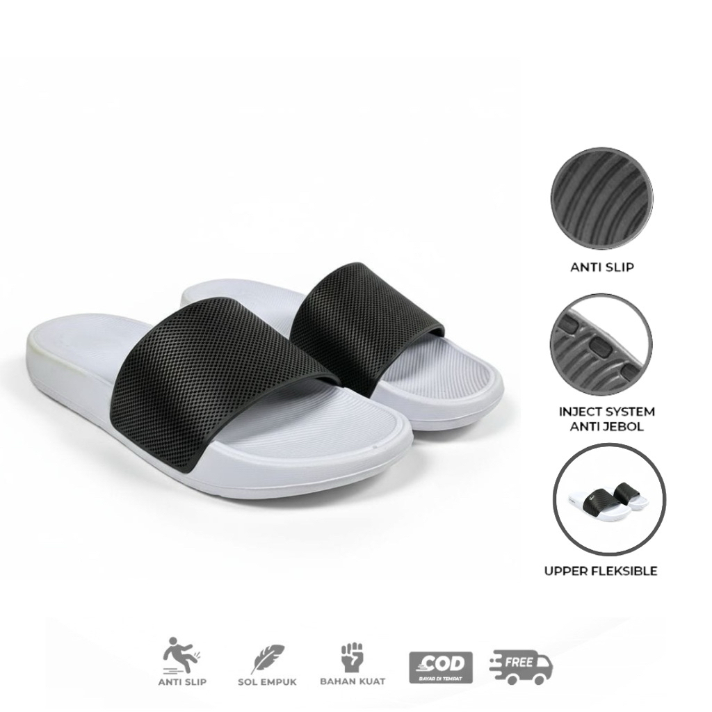 Sandal Slip On Slop Basic Polos Pria Wanita Sendal Slop Karet