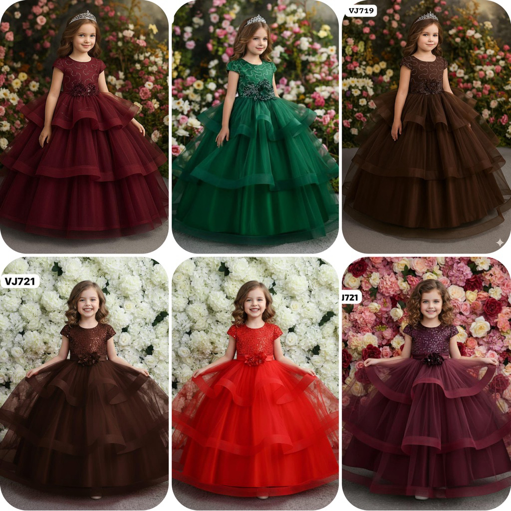Gaun Pesta Anak Premium/ Gaun Gg Princess /Gaun Natal Anak