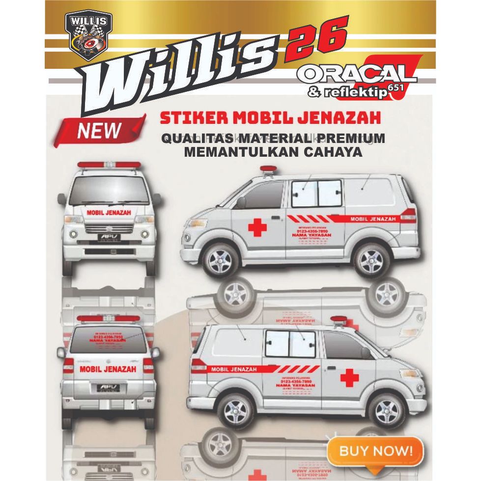 Stiker Mobil Ambulance Jenazah Mobil Apv granmak cutting sticker reflektif