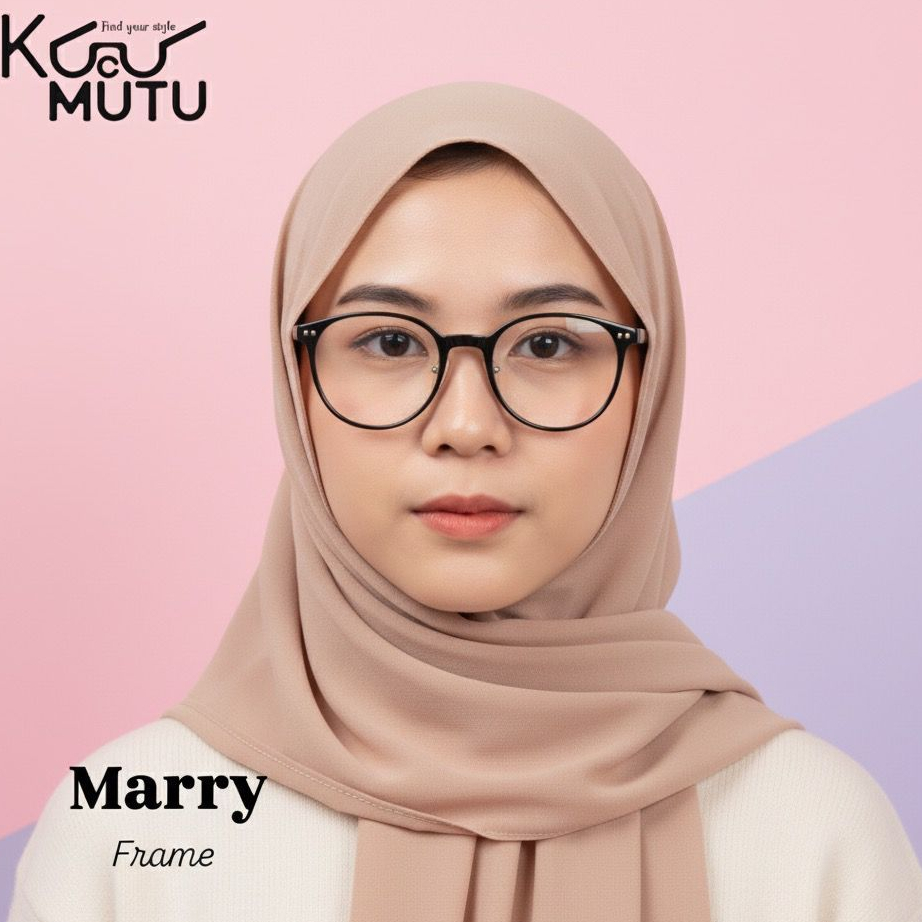 KUCUMUTU. Frame Kacamata MARRY Oval Besar Cantik Plastik Elastis Anti Radiasi Photocromic Blueray Tr