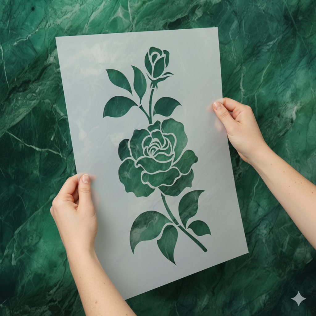 Stensil Gambar Bunga Type 4 Plastik PVC Tipis