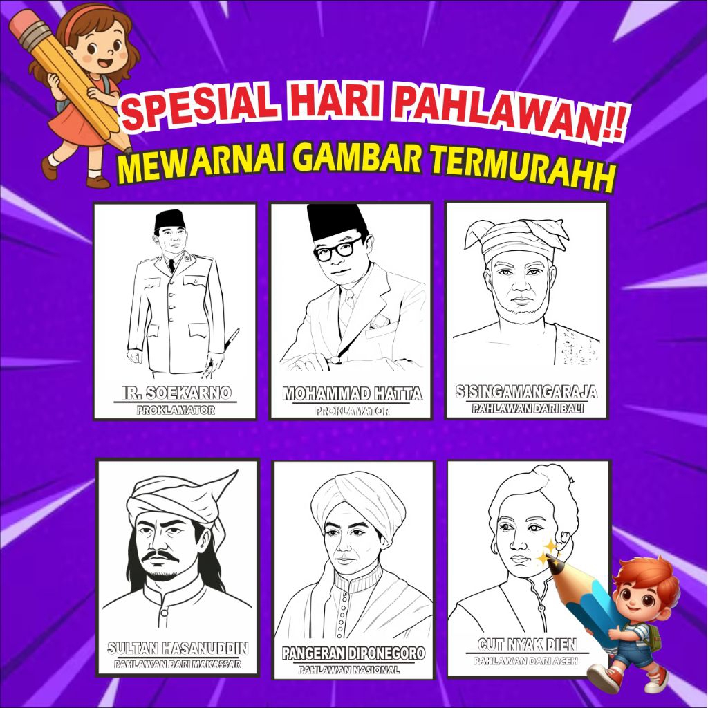 Mewarnai Pahlawan Lembar Kertas Mewarnai Gambar Pahlawan Spesial Hari Pahlawan Untuk Anak