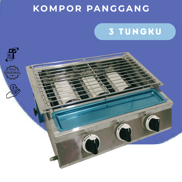 YONGKANG Kompor Panggangan Sosis 3 TUNGKU/BBQ Grill Gas Alat Pemanggangan