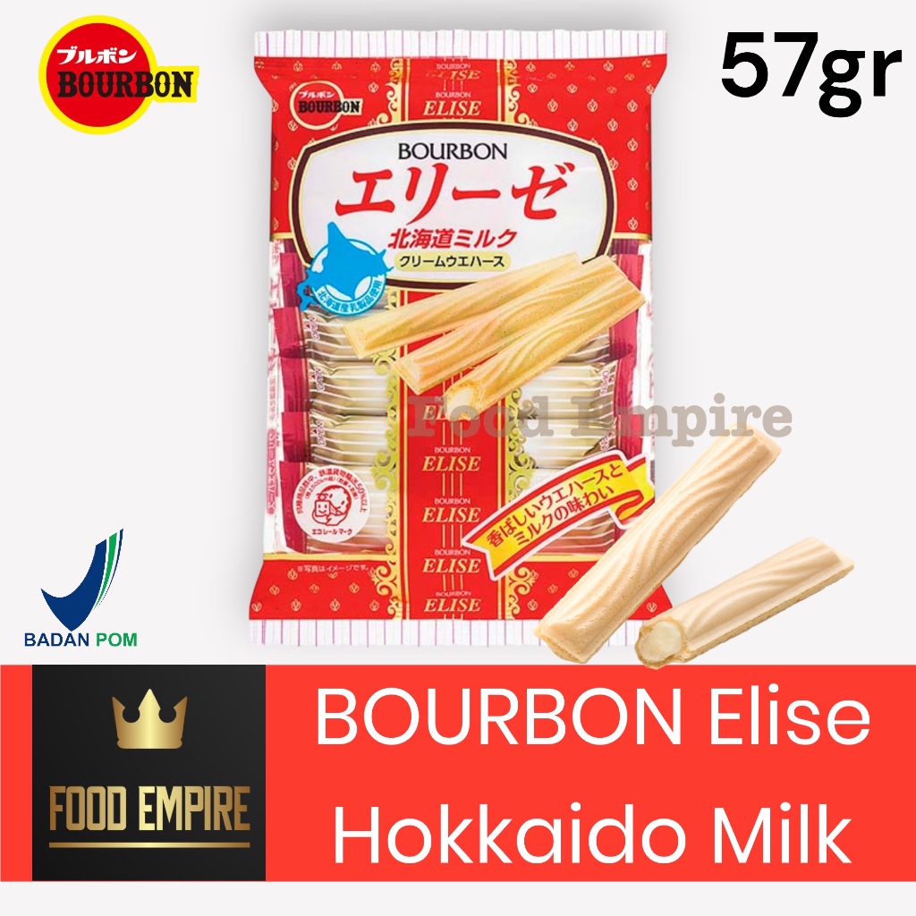 BOURBON ELISE Hokkaido Milk Cream Wafer 57 gr | Wafer isi Krim Susu | Snack Biskuit Jepang