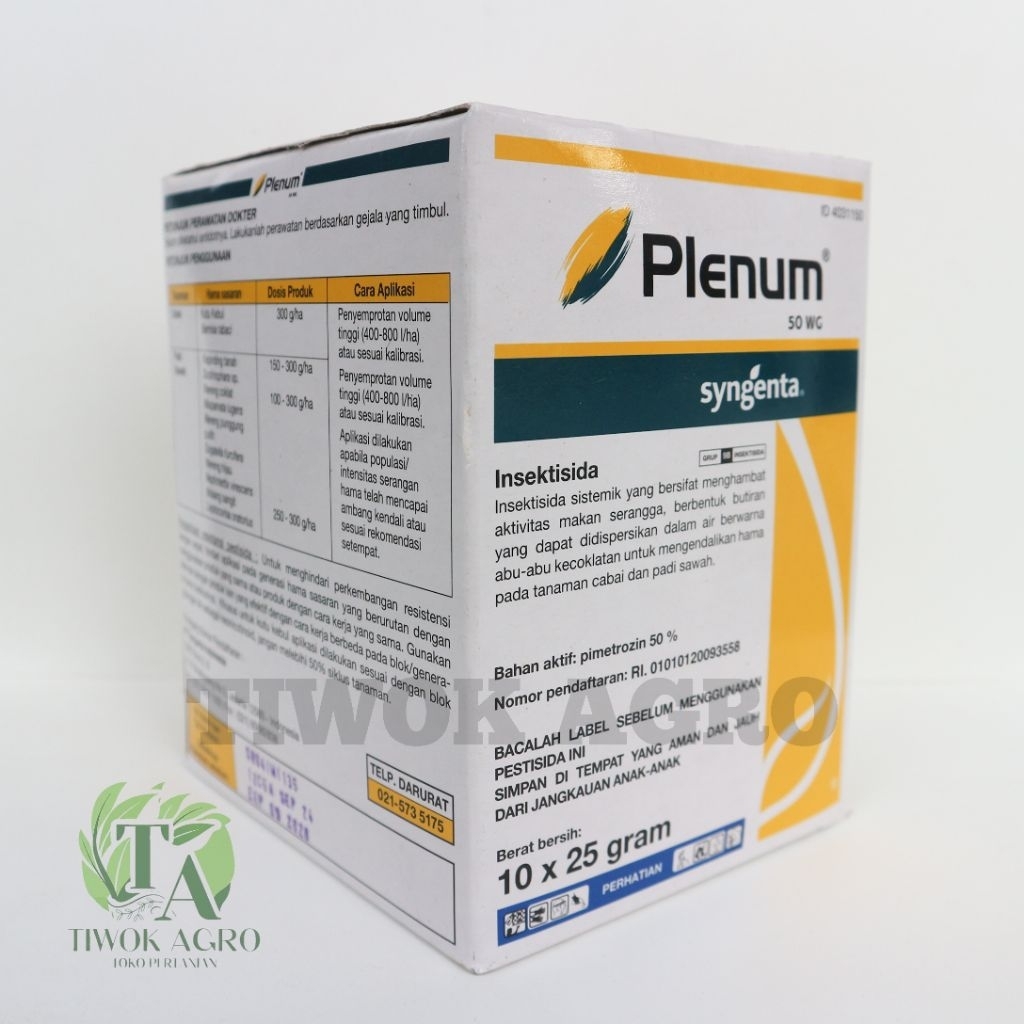 Plenum 50 WG Pimetrozin Obat Wereng Kutu Kebul Padi Cabai (1 Box Isi 10 Pcs @25 Gram)