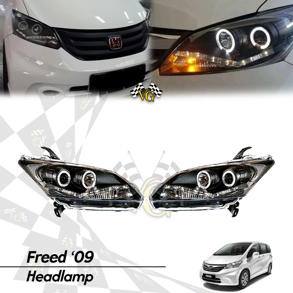 Head Lamp Honda Freed 2009-On Projector Led Black Housing - Lampu Depan Freed 2009 UP Garansi "VG"