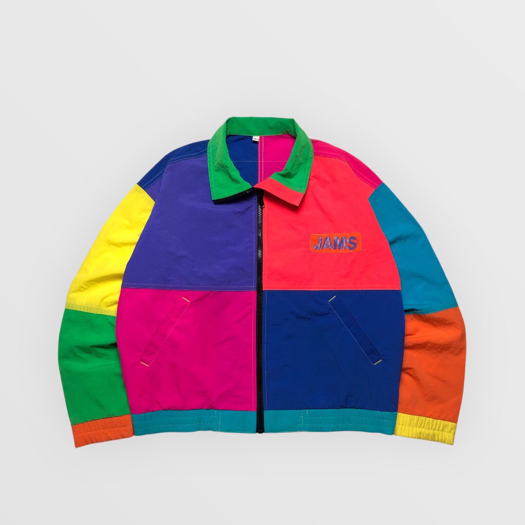 Jams World Honolulu, Hawaii, U.S.A Vintage 80's/90's Windbreaker Jacket Colorblock Multicolor