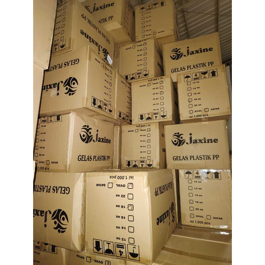 GROSIR 1 DUS 1000 PCS Cup Plastik Oval 7 gram 8 gram / Gelas Es Teh Jumbo 12oz 14oz 16oz 18oz 22oz