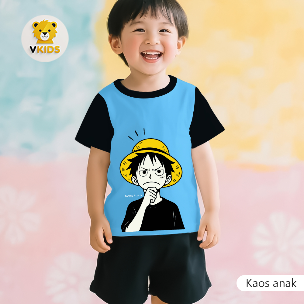 Setelan Kaos Anak Kombinasi One Piece Terbaru – Baju Anime Luffy Zoro Sanji, Keren dan Nyaman Dipaka