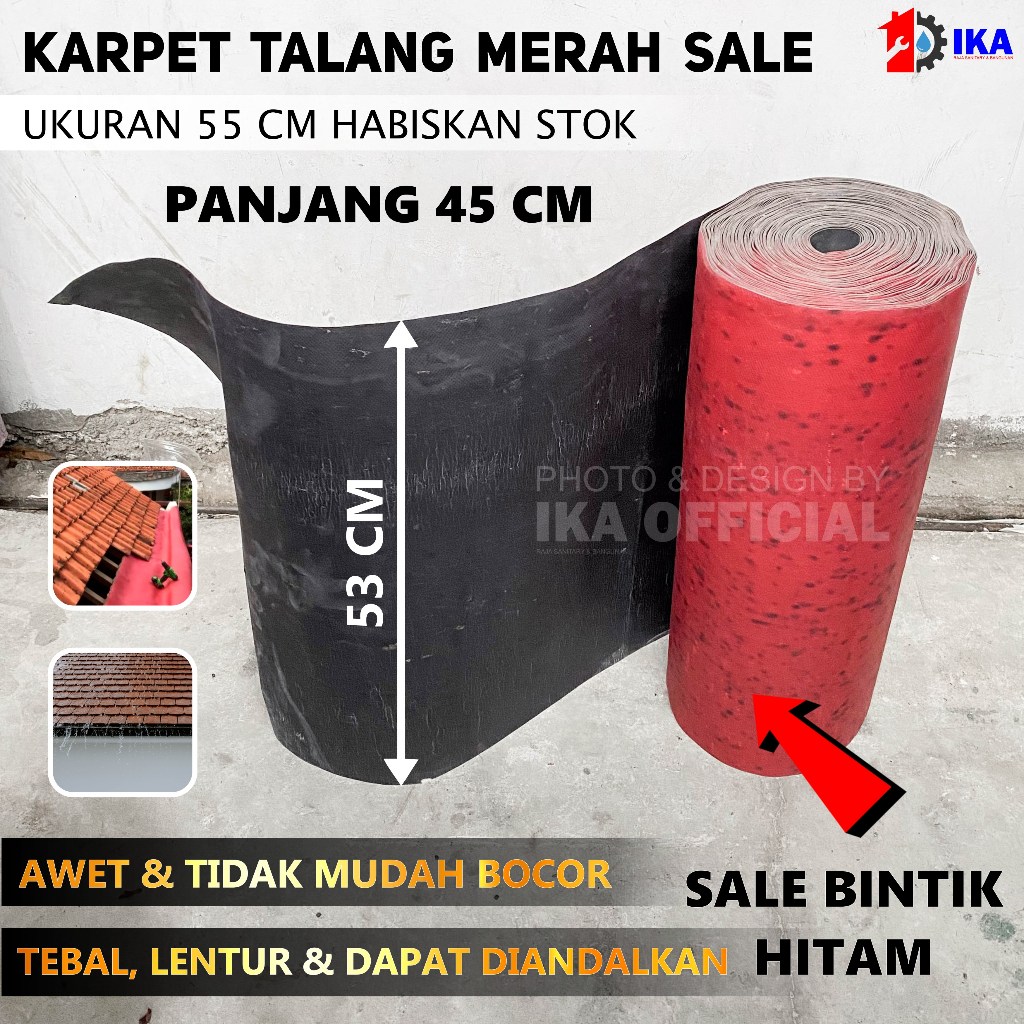 SALE Karpet Talang Air Merah Hitam 55 cm / Rollan 45 Meter / Karpet Talang Air Roll 55cm 1 Roll