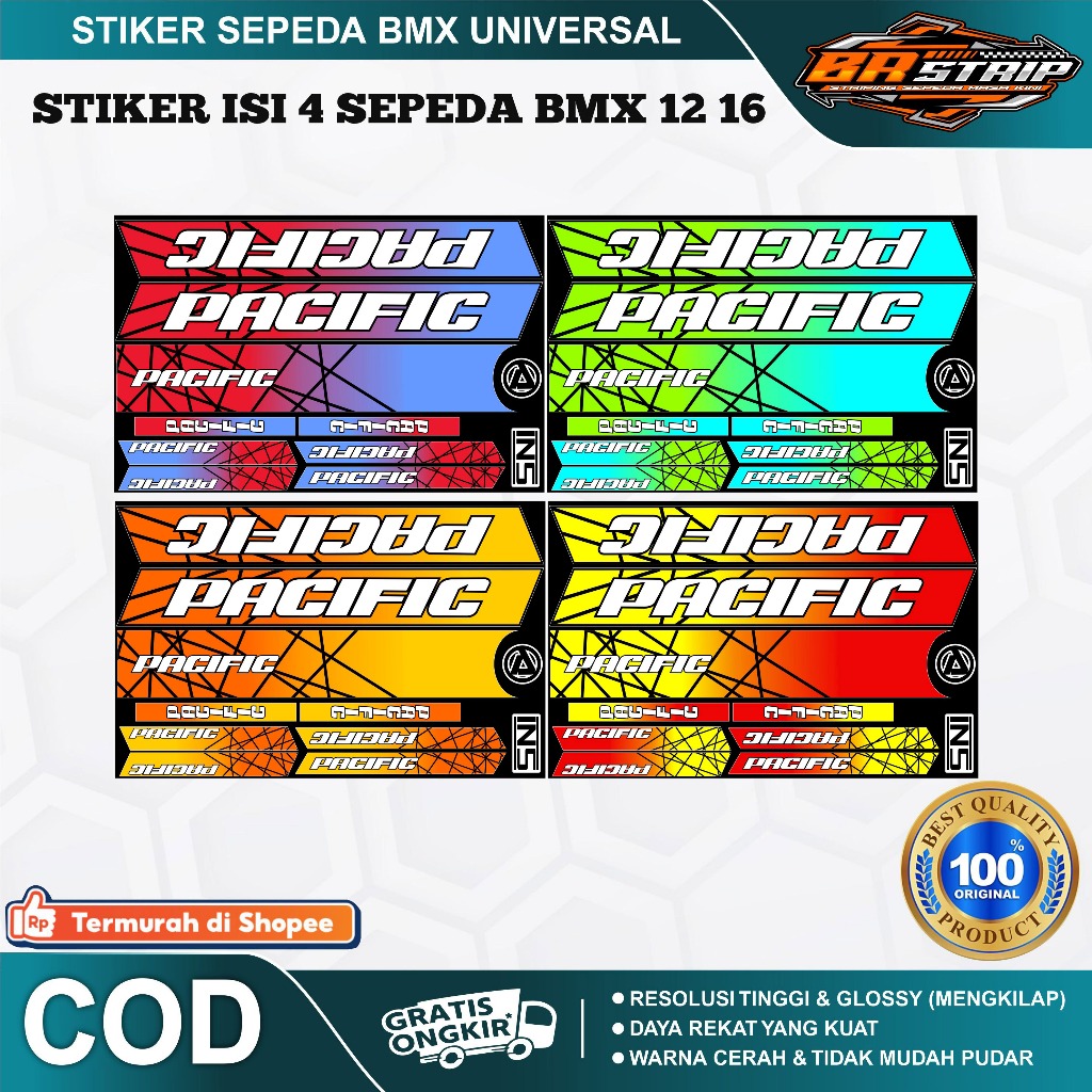 (COD) ISI 4 STIKER TERBARU stiker striping sepeda BMX polygon pacific phoenix trex BMX 16 mngkilap