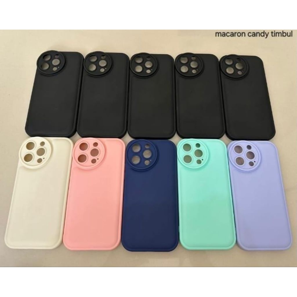 ​Softcase Bumper Kamera Timbul Polos Macaron Candy - Case Silikon Doff Premium//Oppo A3s/A38/A18