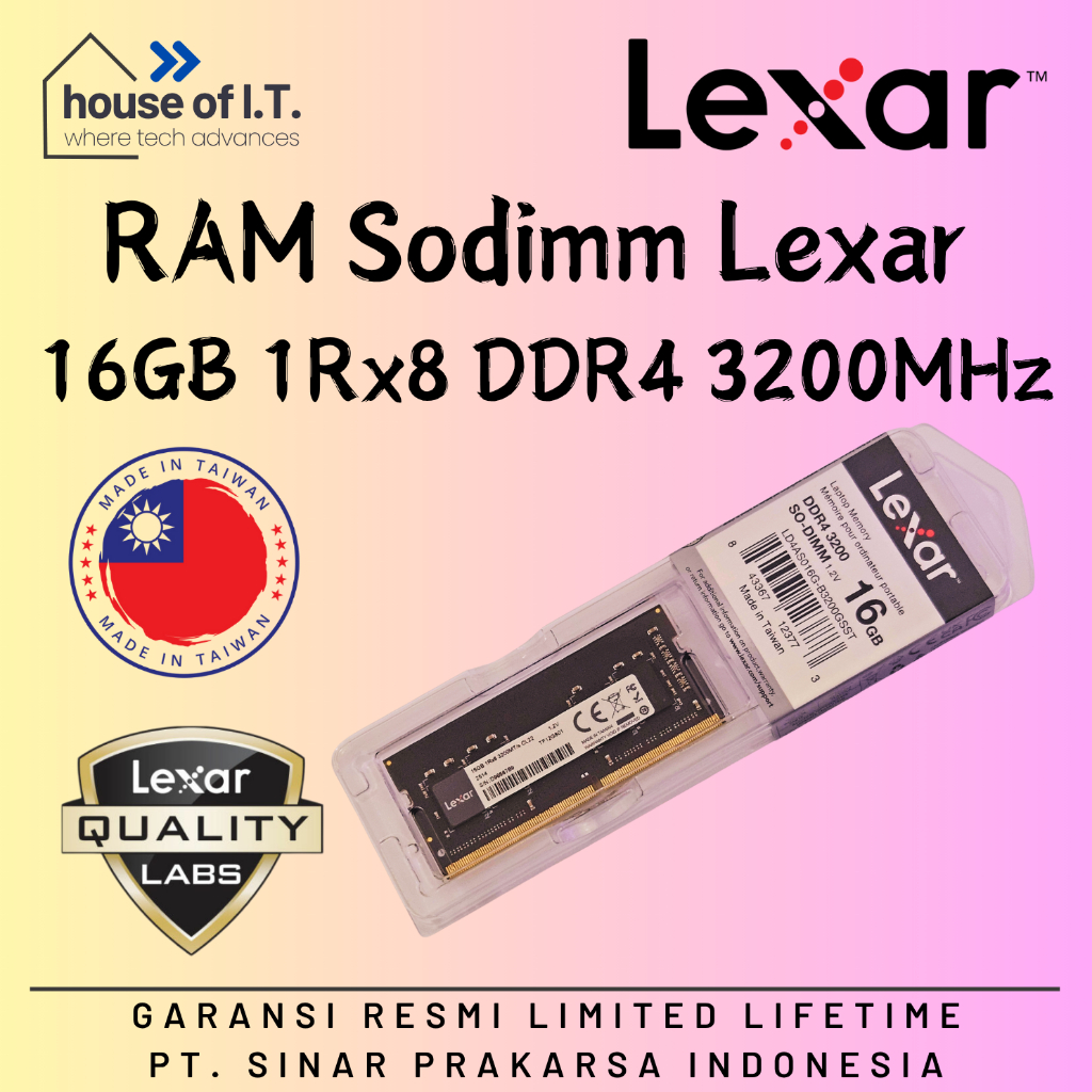RAM Sodimm Lexar 16GB DDR4 3200MHz - Lexar RAM Sodimm 16GB DDR4 3200MHz - Sodimm 16GB DDR4 3200MHz