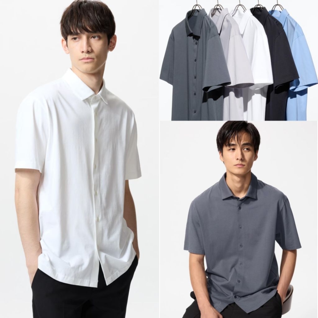 UNIQL AIRism FULL OPEN COTTON ORIGINAL | AIRism Kaos Katun Polo Full Kancing Original