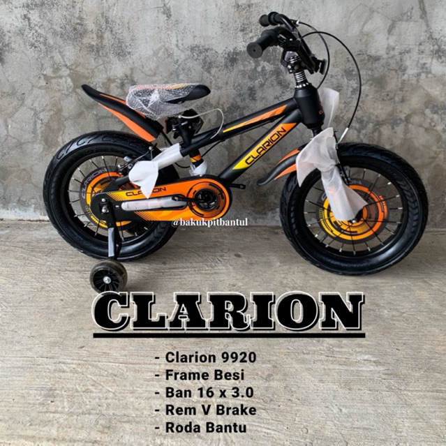 Sepeda anak cowok BMX clarion ukuran 16 inch | Sepeda Anak roda 4 | Sepeda BMX ring 16 clarion 9920 