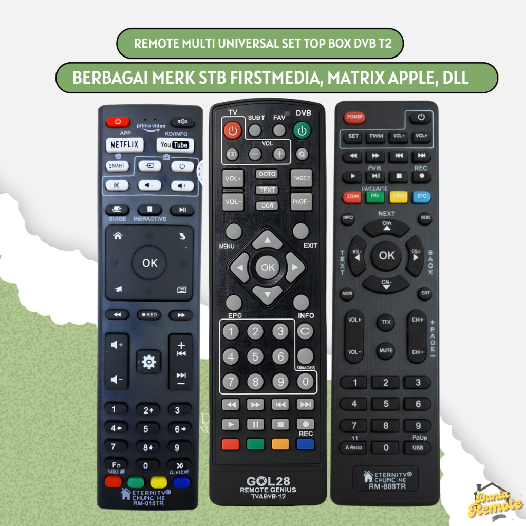 Remot Remote Set Top Box Series Multi Universal+Learning Tv STB DVB T2 (matrix apple,firstmedia, and