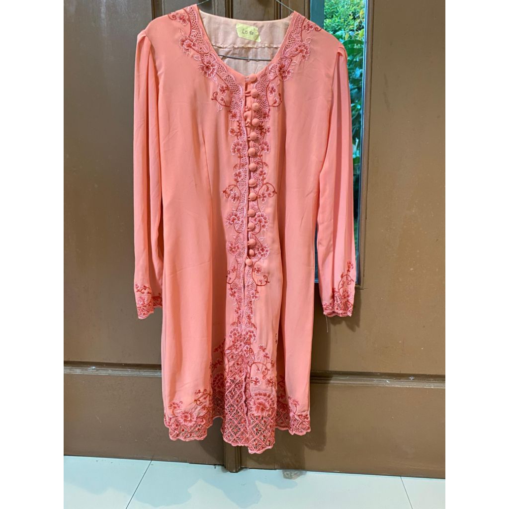 preloved kebaya encim betawi bordir pink salmon