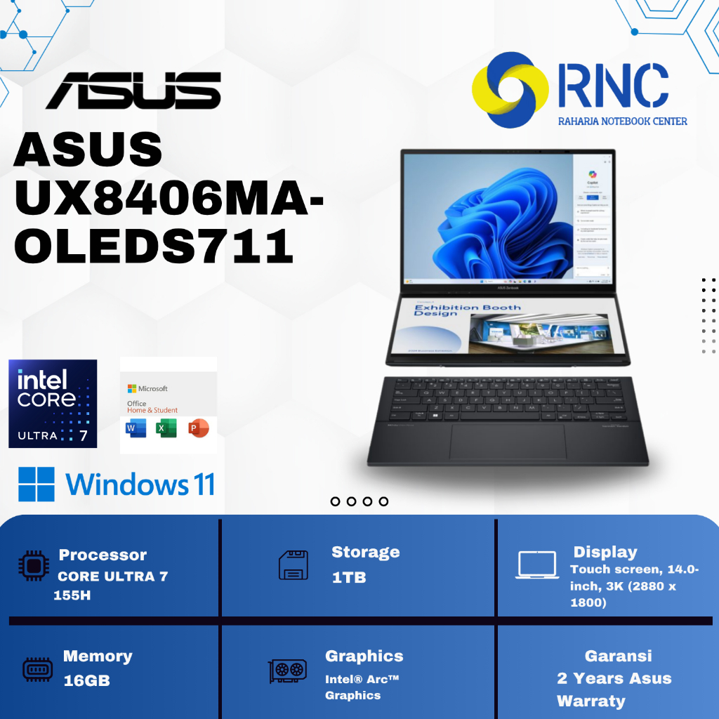 ASUS ZENBOOK PRO DUO | UX8406MA-OLEDS711 | INTEL CORE ULTRA 7-155H 16GB/1TB