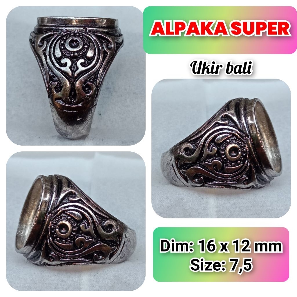 cincin emban batu akik batu permata alpaka super ukir Bali.91