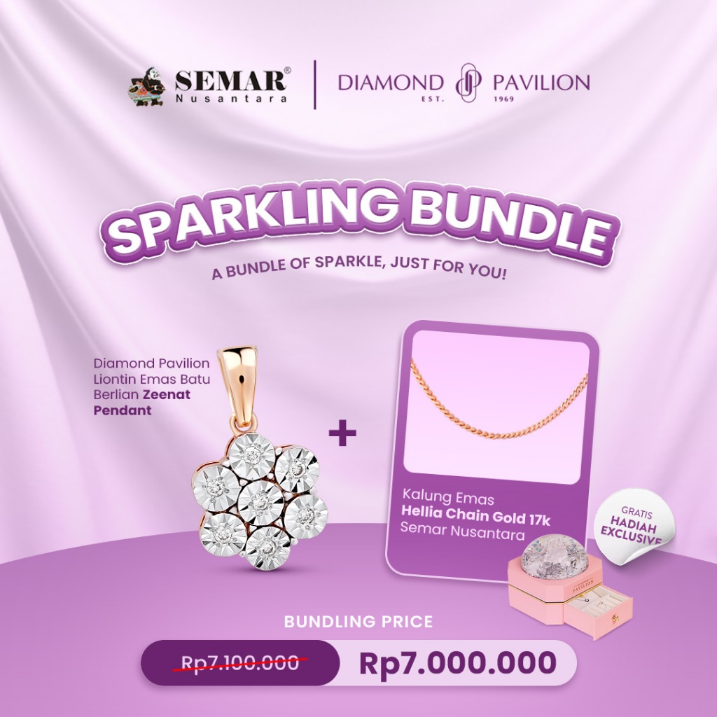 [BUNDLE] LIONTIN ZEENAT DIAMOND PAVILION & KALUNG EMAS HELIA 17K SEMAR NUSANTARA
