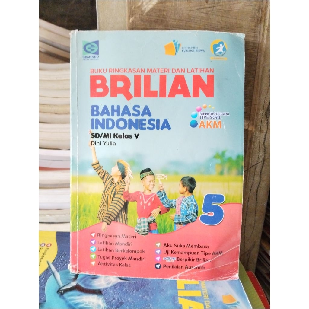 buku brilian bahasa Indonesia, brillian matematika untuk kelas 5/V sd mi akm