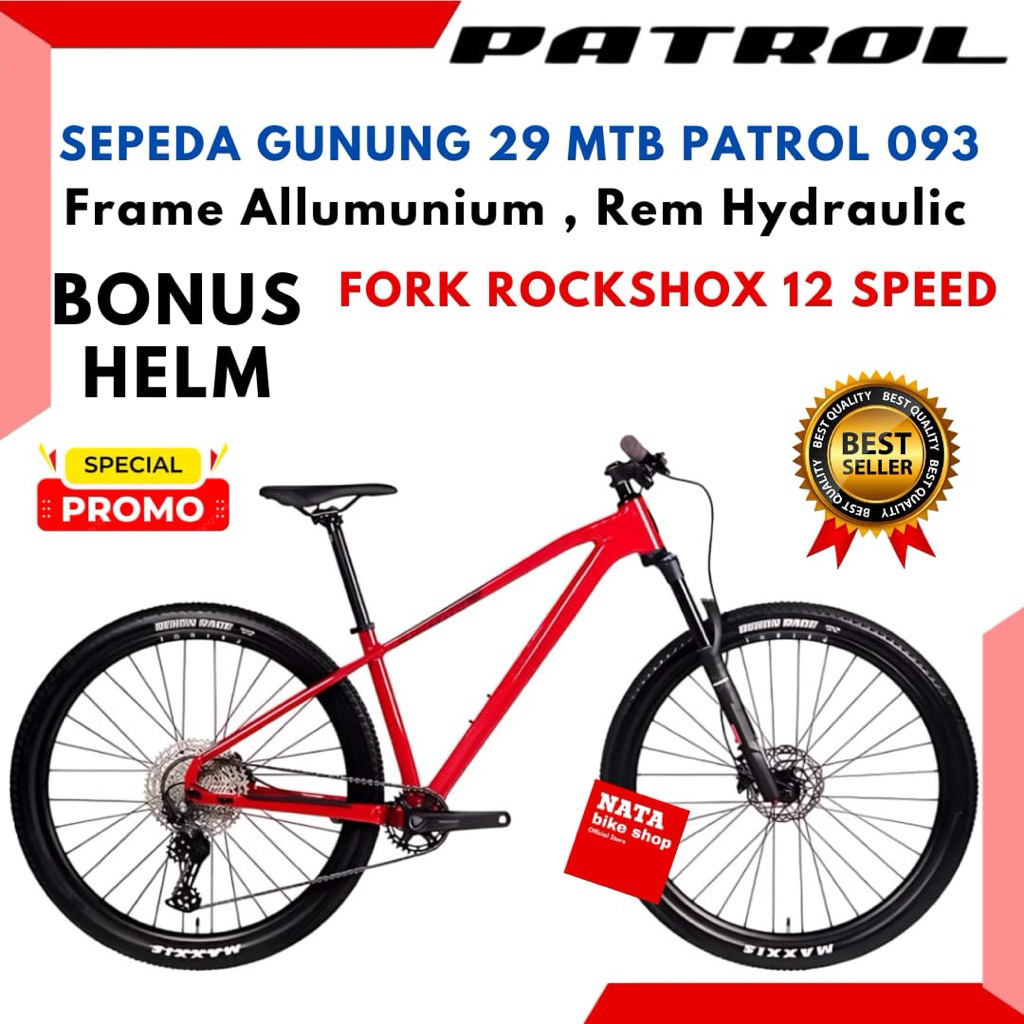 Sepeda Gunung MTB 29 Patrol 093 12 SPEED FORK ROCKSHOX NEW