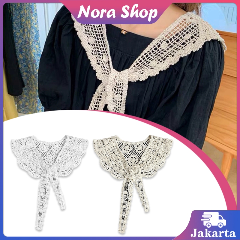Kerah Baju Palsu Kerah Instan Syal Kekinian Kerah Wanita Fake Collar Renda Berongga Korean