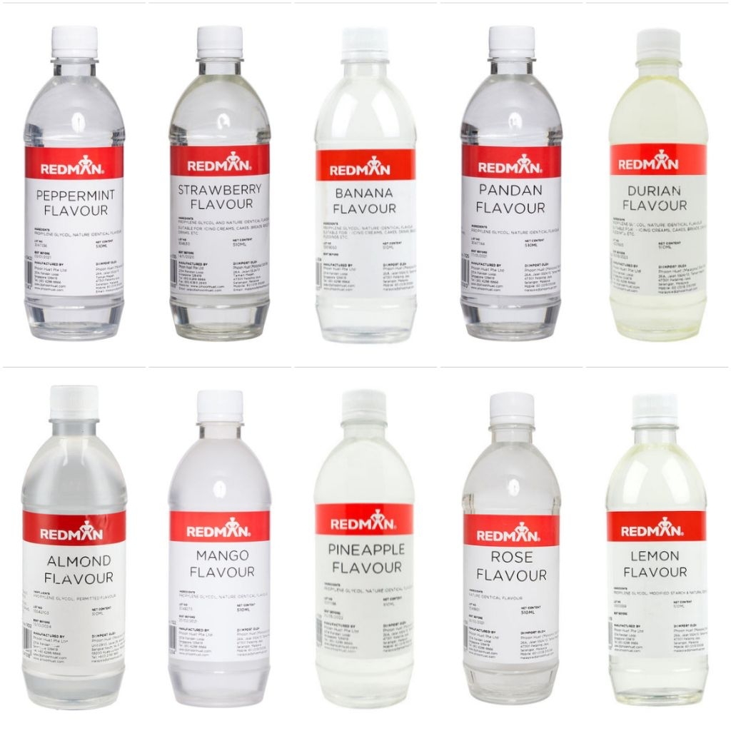 Redman Flavour 510 ml All Variant Perisa Perasa Esens Makanan Essence Almond Rose Banana Durian Lych