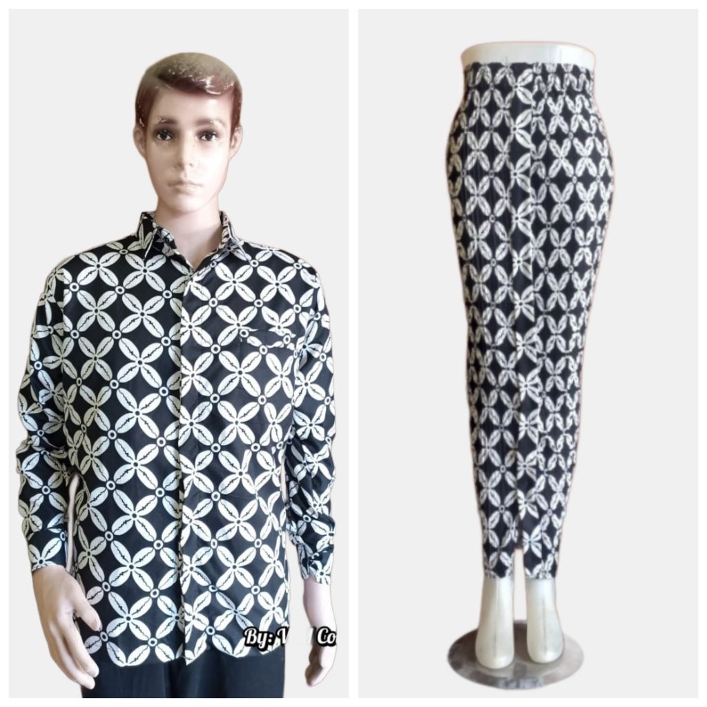 Sarimbit-Couple-Kemeja Batik-Rok Batik Plisket-Selendang Batik-Kawung