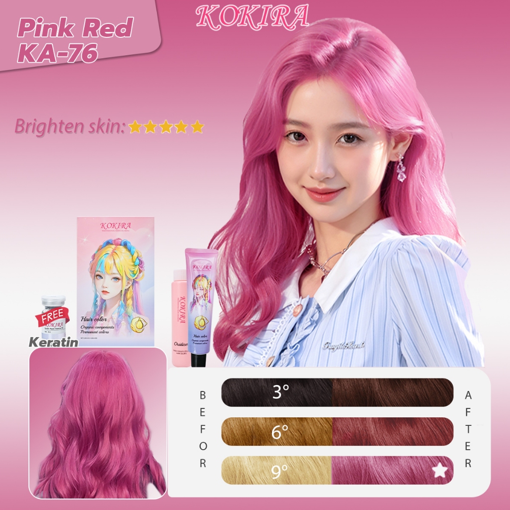 Kokira cat rambut pewarna rambut  hair color Pink Red-76 Hair care essential oil