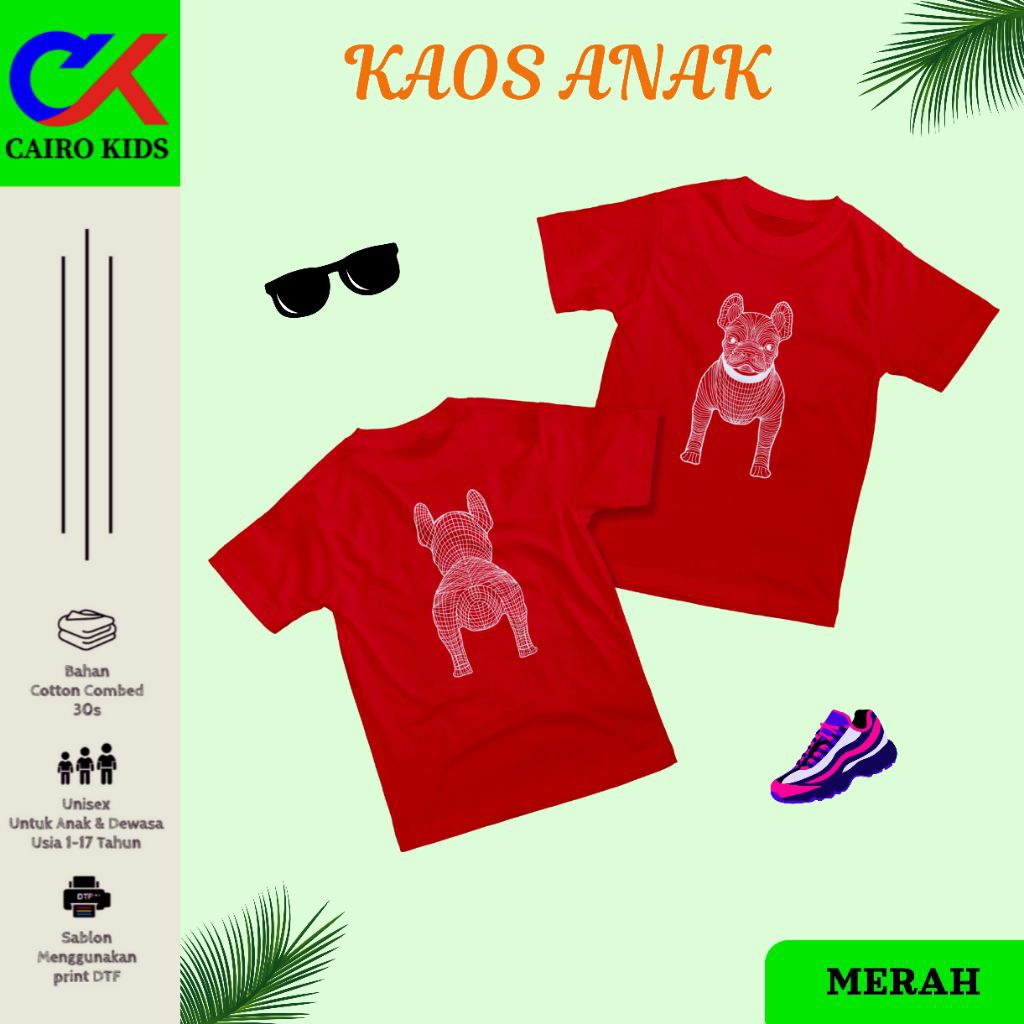 Kaos Anak & Remaja Laki-Laki 1-17 Tahun DOG Catton Combad 30s Baju Anak Unisex