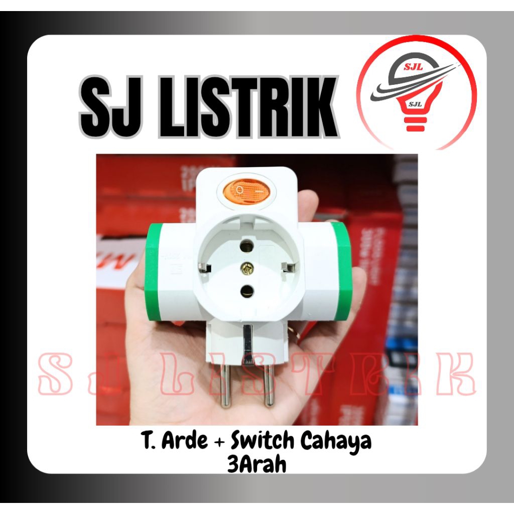 Steker T - Arde Colokan 3 Arah + On/Of