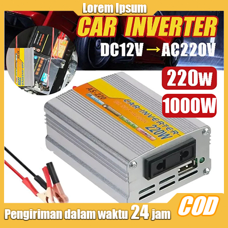 Power Inverter 220 Watt 12 Volt, Perubah Arus Listrik DC ke AC, Adaptor Konverter Charger Mobil Port