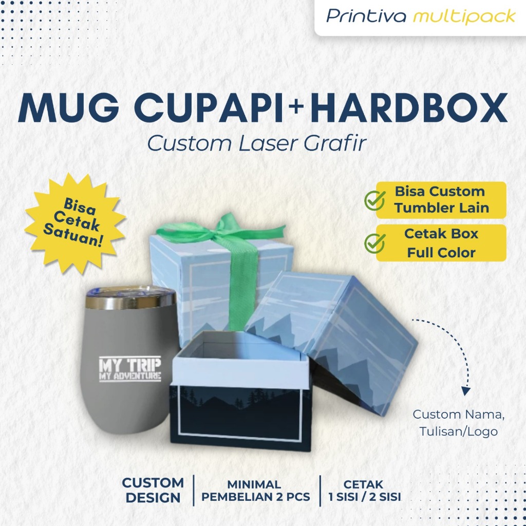Custom Mug Cupapi Grafir Gift Set Hampers + Hard Box Promosi/ Paket Souvenir Corporate
