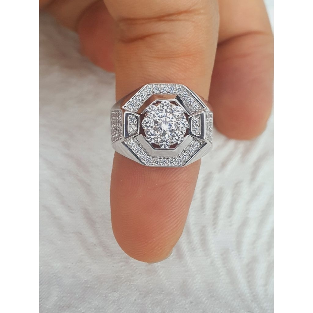 cincin cowok pria mata ad var putih emas 75% 750 75 % 17k