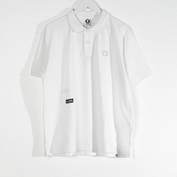 Polo AAPE NOW PATCH POCKET EMBROIDERY WHITE POLO 100% ORIGINAL