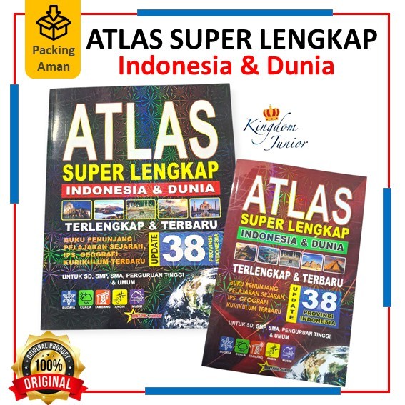 Atlas Super Lengkap 38 Provinsi Indonesia & Dunia / Atlas Terlengkap Terbaru Warna Merk Bintang Juni