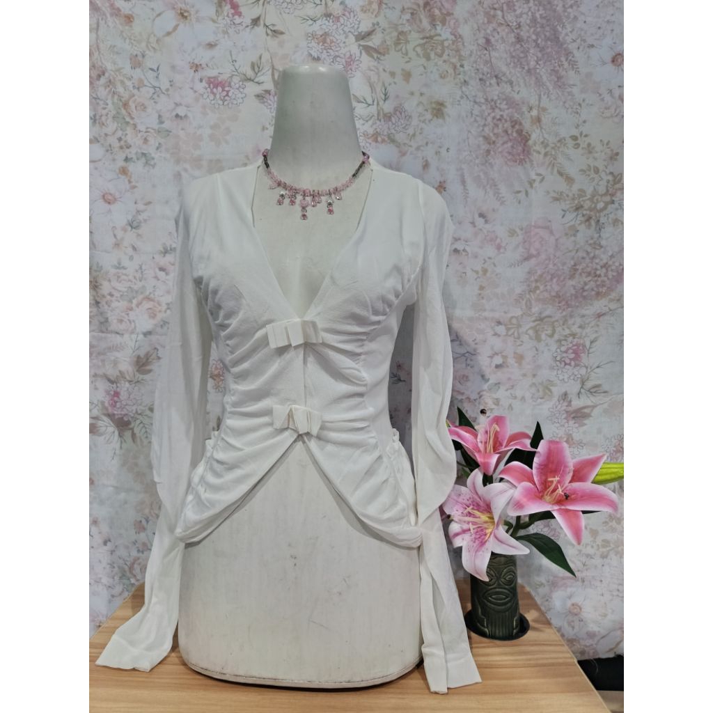 baju atasan blouse vintage aesthetic coquette y2k morikei shoujo downtown patchwork aesthetic vintag