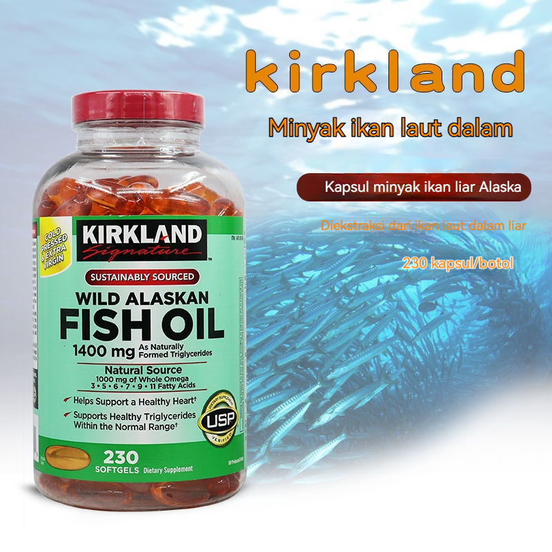 [ EXP.2028]VI SUPPLEMENTS - Fish Oil 1400mg Wild Alaskan 230 Softgels minyak ikan Kirkland Wild Alas